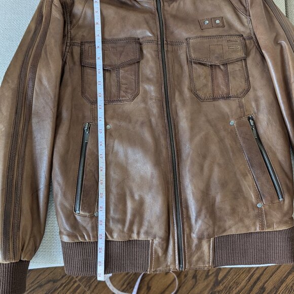 VentiUno Brown Men's Leather Jacket, Size M - Picture 9 of 16